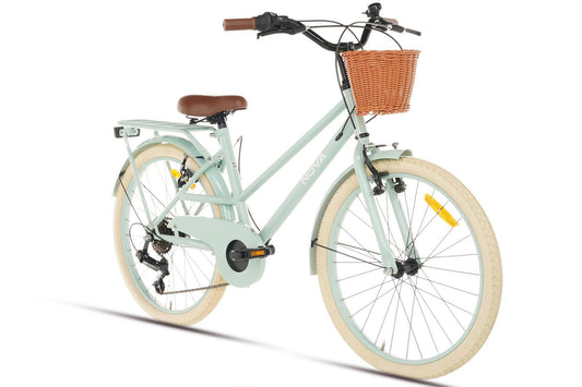 Nova Meisjesfiets 22 inch - 7 Versnellingen - Groen + Mand