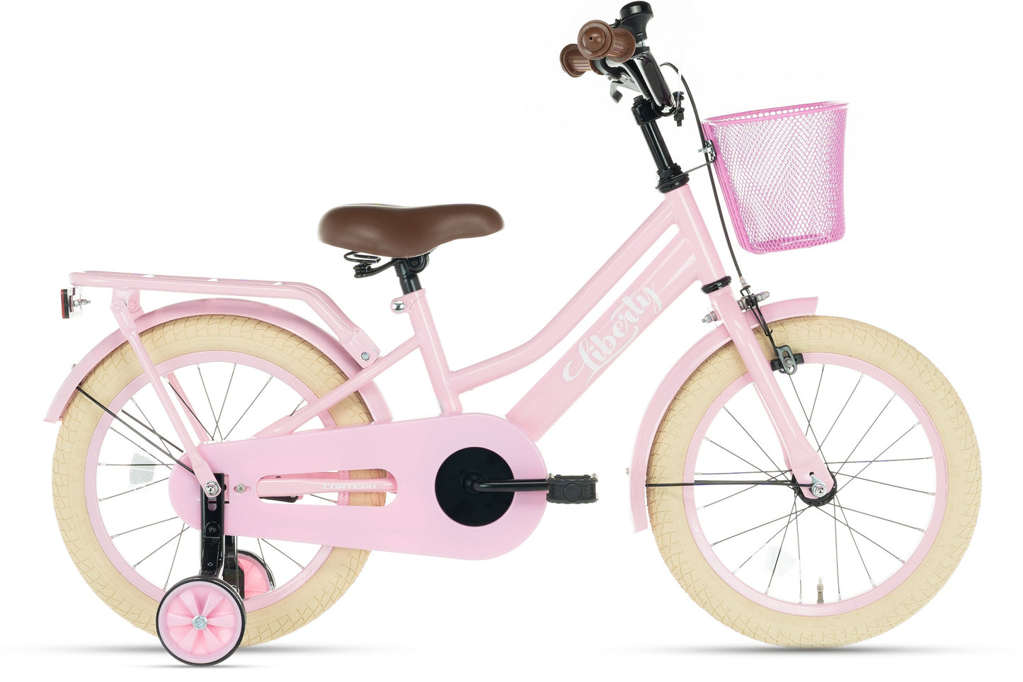 Liberty meisjesfiets Roze 16 inch + mand