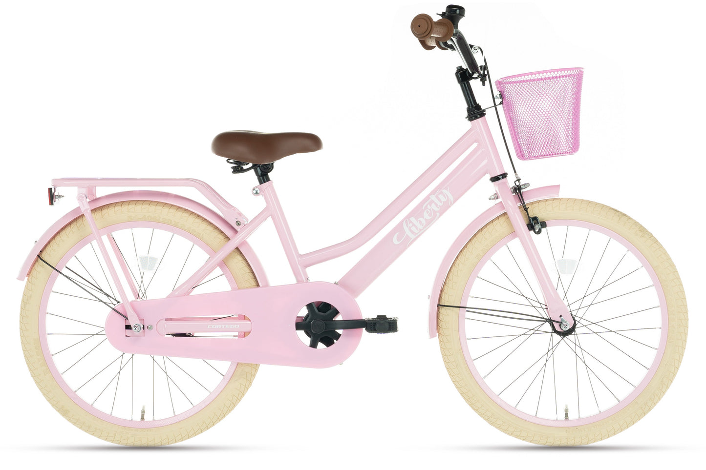 Liberty meisjesfiets Roze 20 inch + mand